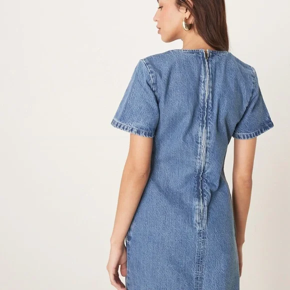 Abercrombie &Fitch Denim Shift Mini Dress Size SP - Picture 2 of 7